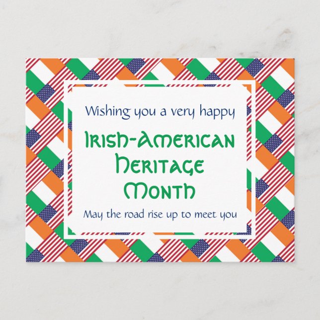 CARTES POUR FÊTES ANNUELLES MOIS DU PATRIMOINE IRLANDAIS-AMÉRICAIN (Devant)