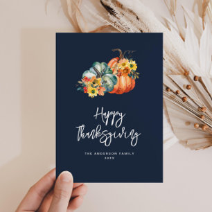 Cartes Pour Fêtes Annuelles moisson automne marine bleu grâces