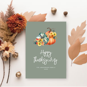 Cartes Pour Fêtes Annuelles moisson automne sauge bon thanksgiving vert