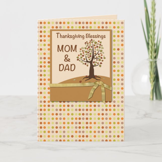 Cartes Pour Fêtes Annuelles MOM & DAD, Bénédiction de Thanksgiving, Pois (Devant)