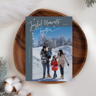 Cartes Pour Fêtes Annuelles Moments joyeux Ensemble Ardoise Bleu Photo de Noël