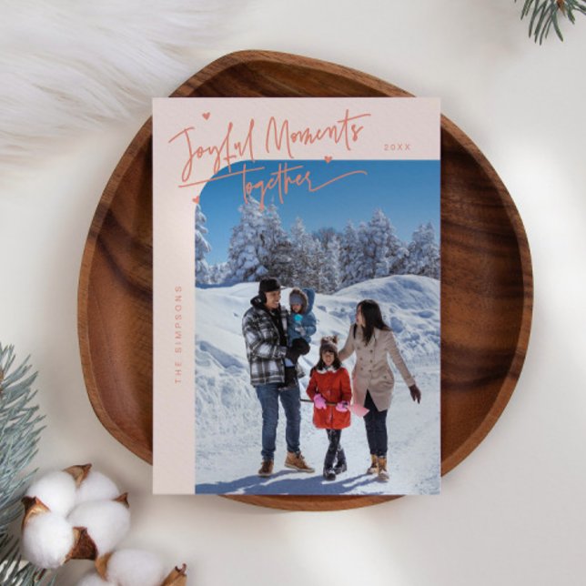 Cartes Pour Fêtes Annuelles Moments Joyeux Ensemble Peach Photo de Noël (Créateur téléchargé)