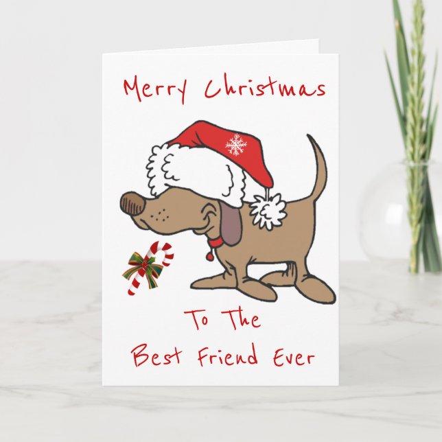 CARTES POUR FÊTES ANNUELLES MON **CHRISTMAS CARTOON PUPPY**MEILLEUR AMI JAMAIS (Devant)