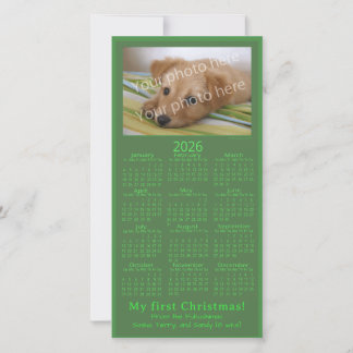 Cartes Pour Fêtes Annuelles Mon premier calendrier photo de Noël 2026 vert