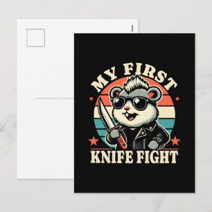 Cartes Pour Fêtes Annuelles Mon premier combat de couteau - Hamster cool