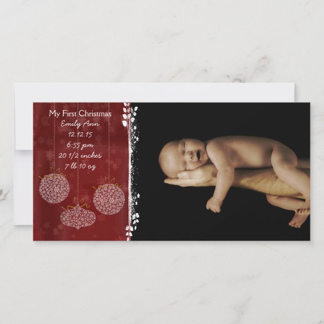 Cartes Pour Fêtes Annuelles Mon premier Noël 3 Ornements blancs (Devant)