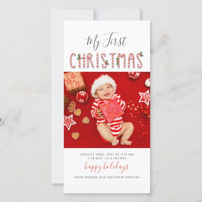 Cartes Pour Fêtes Annuelles Mon premier Noël Photos bébé moderne (Devant)