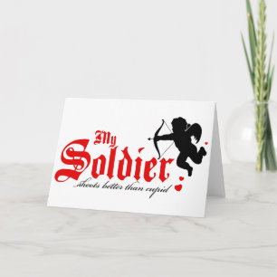 Cartes Pour Fêtes Annuelles Mon soldat tire mieux que Cupid