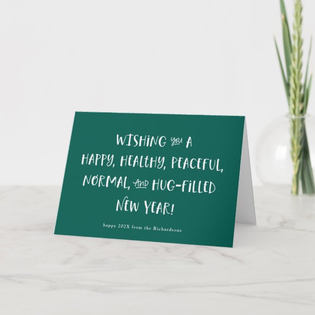 Cartes Pour Fêtes Annuelles Mon souhait pour 2021| Joyeux Nouvel An vert (Devant)