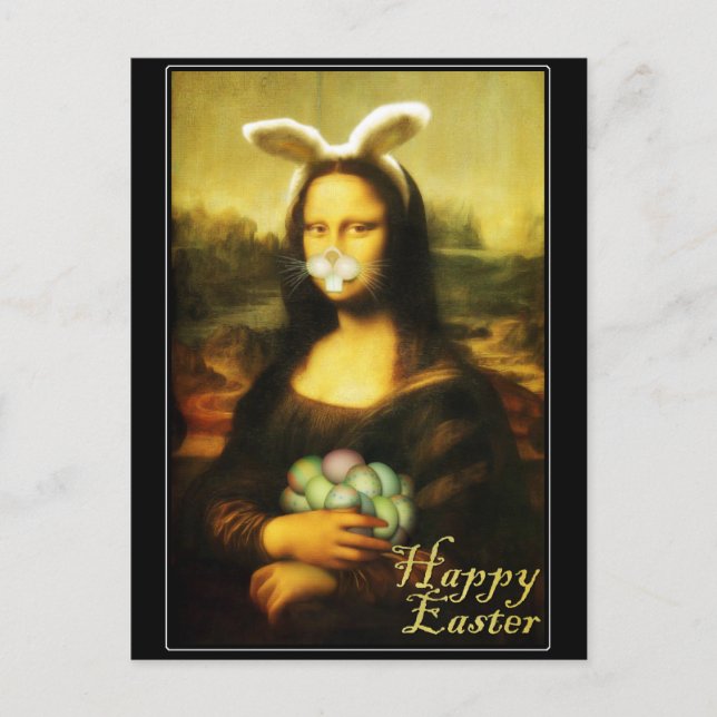 Cartes Pour Fêtes Annuelles Mona Lisa Bunny Ears Pâques (Devant)