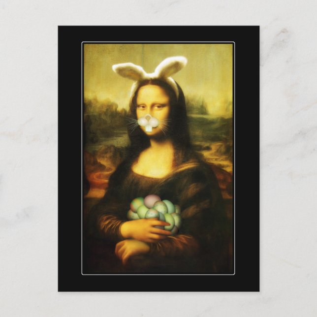 Cartes Pour Fêtes Annuelles Mona Lisa Bunny Ears Pâques (Devant)