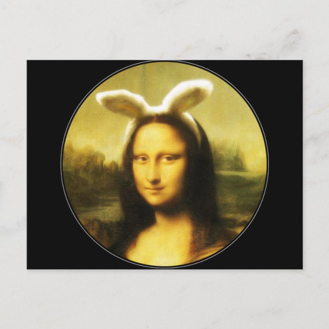 Cartes Pour Fêtes Annuelles Mona Lisa Bunny Ears Pâques (Devant)