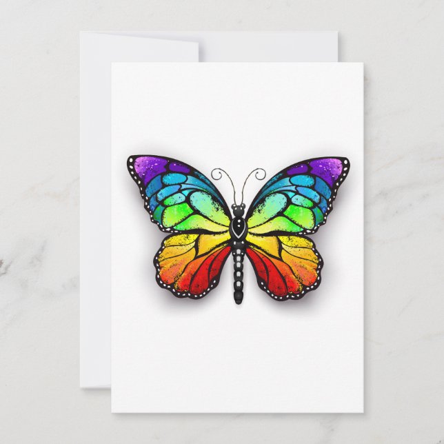 Cartes Pour Fêtes Annuelles Monarque papillon arc-en-ciel (Devant)