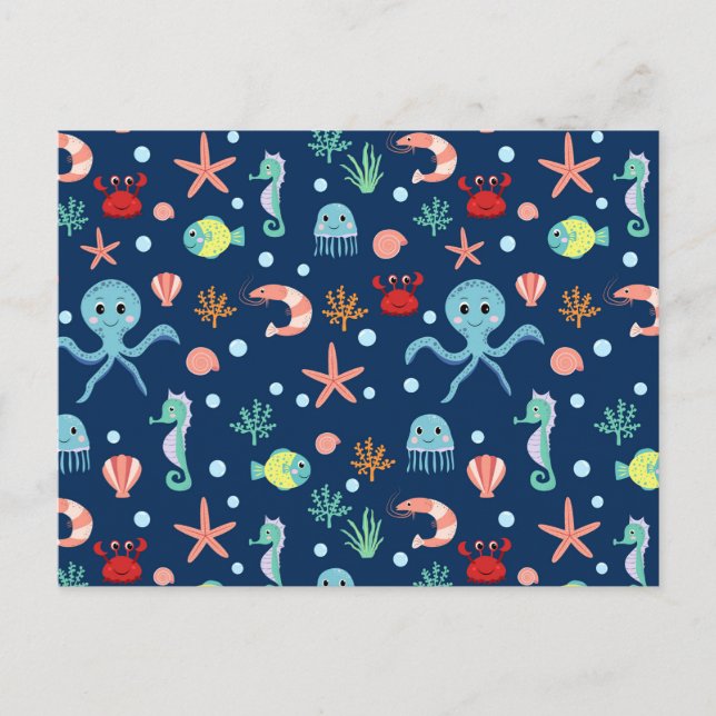 Cartes Pour Fêtes Annuelles Monde marin (Devant)