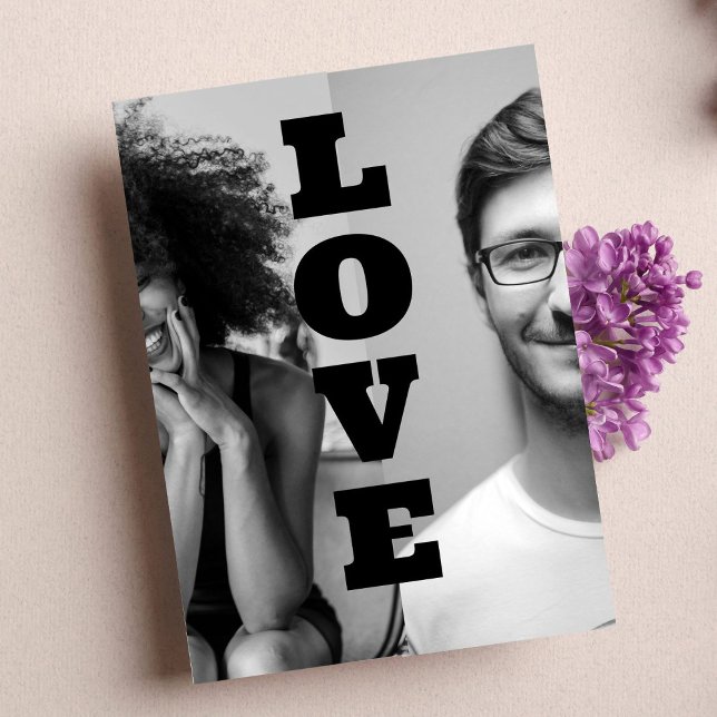 Cartes Pour Fêtes Annuelles Monochrome Couples Personnalisés Photos Valentines (Créateur téléchargé)