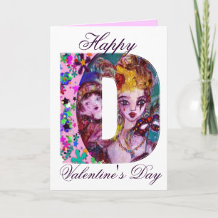 CARTES POUR FÊTES ANNUELLES MONOGRAMME D LETTRE MONOGRAMME DE MASQUÉRADE VÉNÉT