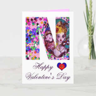 CARTES POUR FÊTES ANNUELLES MONOGRAMME DE MASQUÉRADE VÉNÉTIENNE VALENTINE N LE