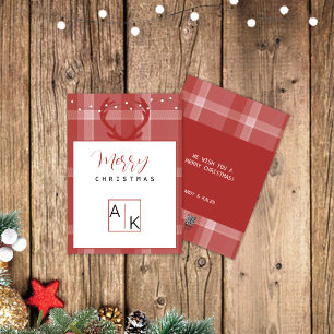 Cartes Pour Fêtes Annuelles Monogramme de Tartan en Bourgogne