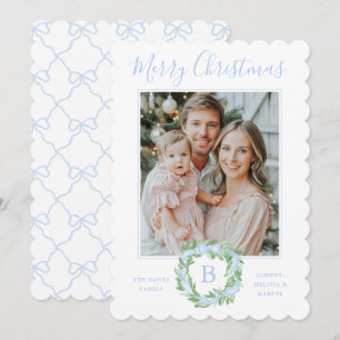 Cartes Pour Fêtes Annuelles Monogramme Grandmillennial Christmas Wath Bows