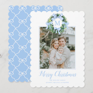 Cartes Pour Fêtes Annuelles Monogramme Grandmillennial Christmas Wath Bows