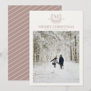 Cartes Pour Fêtes Annuelles Monogramme rustique Silver Pink personnalisé initi
