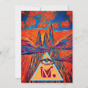 Cartes Pour Fêtes Annuelles Monographie mystérieuse et Roses dans le ciel
