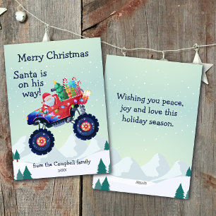 Cartes Pour Fêtes Annuelles Monster Truck Père Noël Nom de famille