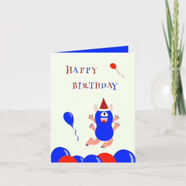 Cartes Pour Fêtes Annuelles Monstre bleu (Devant)