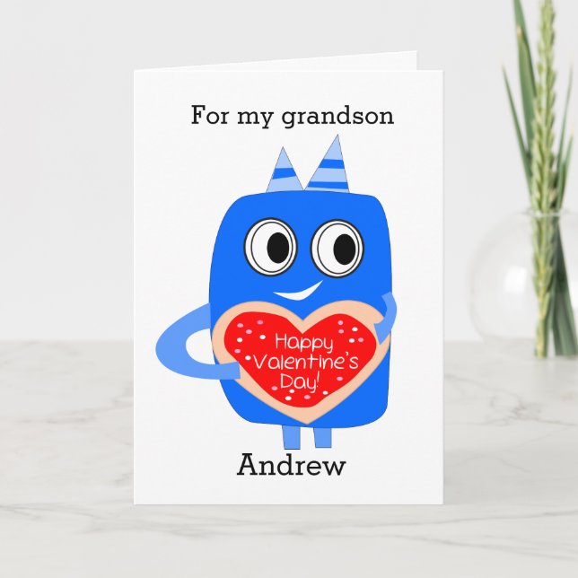 Cartes Pour Fêtes Annuelles Monstre bleu Valentine Grandson (Devant)