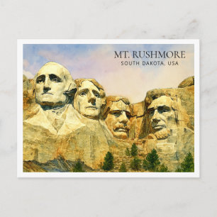 Cartes Pour Fêtes Annuelles Mont Rushmore USA Aquarelle Voyage