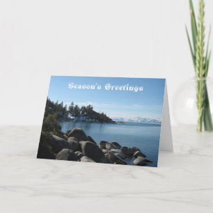 Cartes Pour Fêtes Annuelles Montagnes couvertes de neige Pittoresque Lake Taho