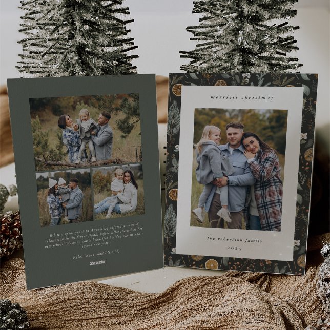 Cartes Pour Fêtes Annuelles Moody Botanical Multi Photo double face (Créateur téléchargé)