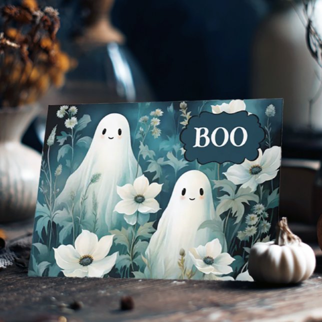 Cartes Pour Fêtes Annuelles Moody Floral Ghosts Halloween (Moody Ghost Halloween Card
)