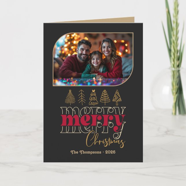 Cartes Pour Fêtes Annuelles Moody Luxe Main tirée Joyeux Noël Photo (Devant)