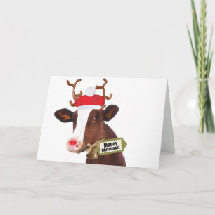 Cartes Pour Fêtes Annuelles Mooey Joyeux Noël Reindeer Cow