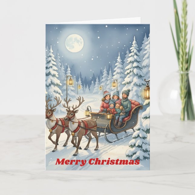 Cartes Pour Fêtes Annuelles Moonlit Sleigh Ride Christmas (Devant)