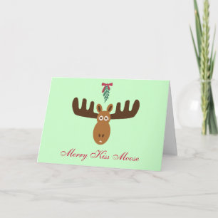Cartes Pour Fêtes Annuelles Moose Head_Merry Kiss Moose_Happy Gnu Année!