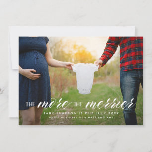 Cartes Pour Fêtes Annuelles More the Merrier Holiday Pregnancy Announcement