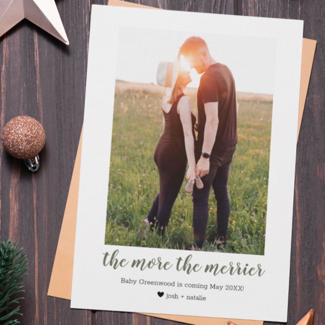 Cartes Pour Fêtes Annuelles More the Merrier Pregnancy Announcement Card (Créateur téléchargé)