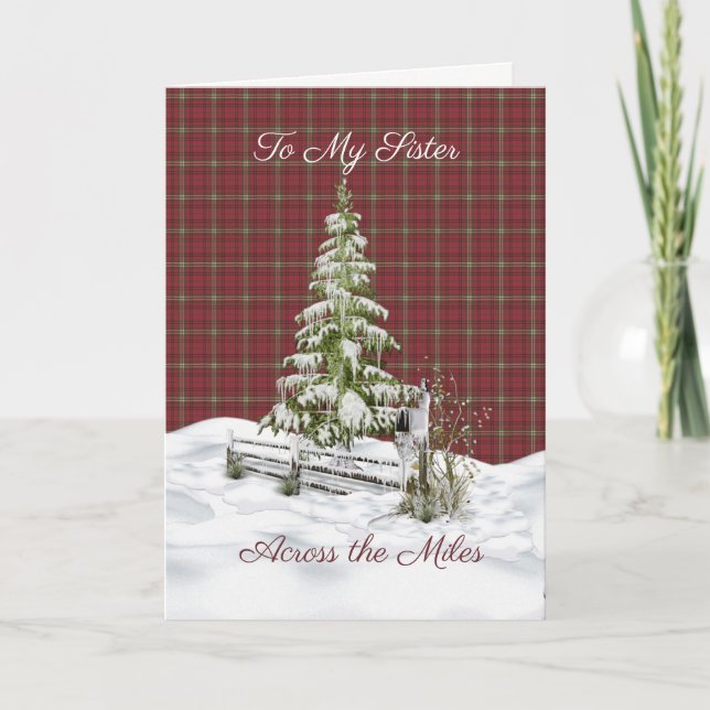 Cartes Pour Fêtes Annuelles Morrison Rouge Patiné Tartan Soeur Noël (Devant)