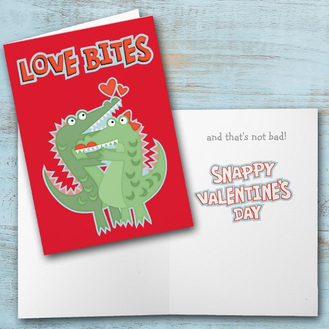 Cartes Pour Fêtes Annuelles Morsures d'amour d'alligator Valentine (Créateur téléchargé)