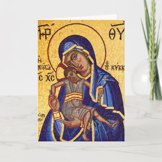 Cartes Pour Fêtes Annuelles Mosaïque Madonna & enfant (Devant)