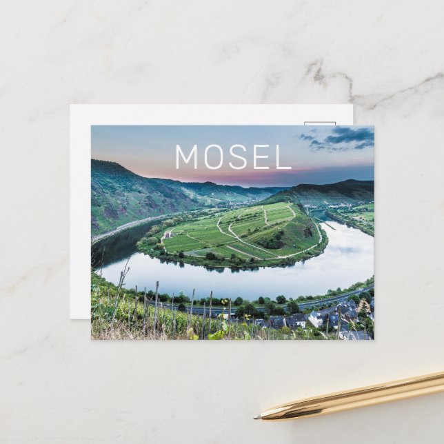 Cartes Pour Fêtes Annuelles Moselle Calmont Loop Brême Sunset River Souvenir (Devant/Arrière en situation)