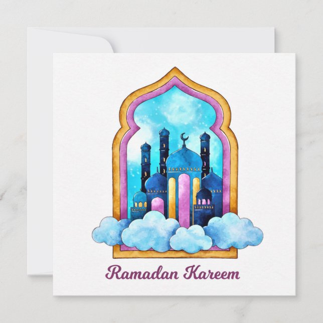 Cartes Pour Fêtes Annuelles Mosquée musulmane Ramadan Kareem (Devant)
