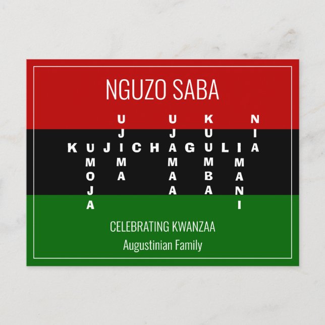 Cartes Pour Fêtes Annuelles Mot de passe NGUZO SABA Kwanzaa (Devant)