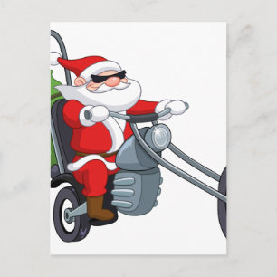 Cartes Pour Fêtes Annuelles motard le père noël de moto