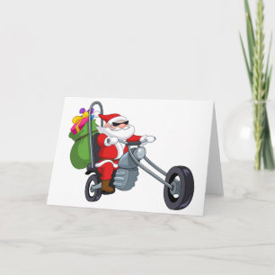 Cartes Pour Fêtes Annuelles motard le père noël de moto