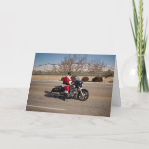 Cartes Pour Fêtes Annuelles Motard le père noël sur une moto