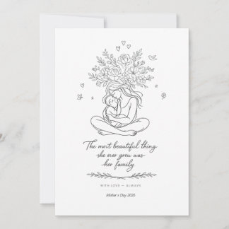 Cartes Pour Fêtes Annuelles Mothers Day Botanical Line Art Card Floral Mom 
