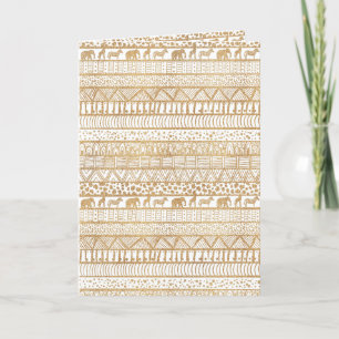 Cartes Pour Fêtes Annuelles Motif africain de la tribu Gold White